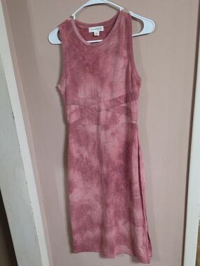 Treasure & Bond Mauve-Pink Tie-Dye Tank Midi Dress